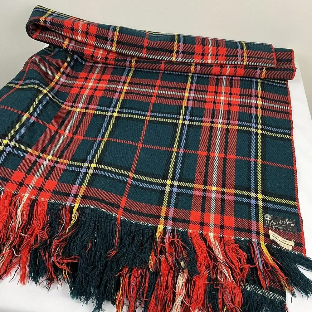 A. Laird & Sons Scottish Wool Plaid Blanket Dundee & Perth Vintage 40s 50s